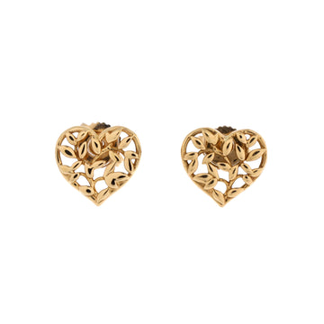 Tiffany & Co. Paloma Picasso Olive Leaf Heart Stud Earrings 18K Yellow Gold