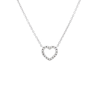 Tiffany & Co. Metro Open Heart Pendant Necklace 18K White Gold and Diamonds Mini