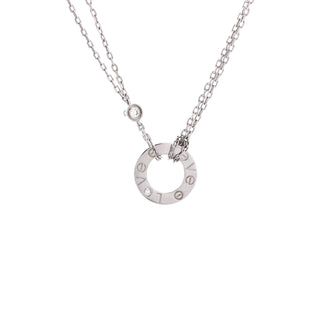 Cartier 2 Diamonds Love Pendant Necklace 18K White Gold with Diamonds