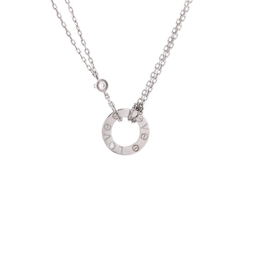 Cartier 2 Diamonds Love Pendant Necklace 18K White Gold with Diamonds