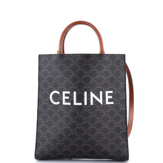 Celine Vertical Cabas Tote Triomphe Coated Canvas Small