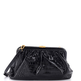 Balenciaga Cloud Clutch Crocodile Embossed Leather Large