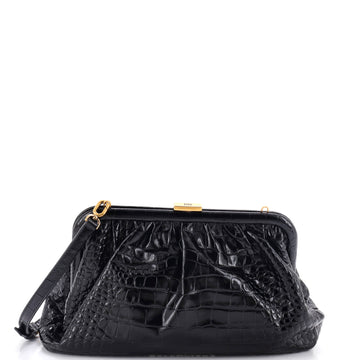 Balenciaga Cloud Clutch Crocodile Embossed Leather Large