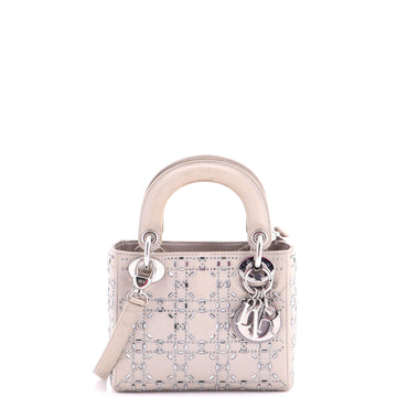 Christian Dior Lady Dior Bag Crystal Embellished Cannage Quilt Satin Mini