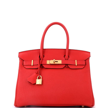 Hermes Birkin Handbag Red Togo with Palladium Hardware 30