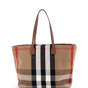 Burberry Soft Tote House Check Canvas Medium