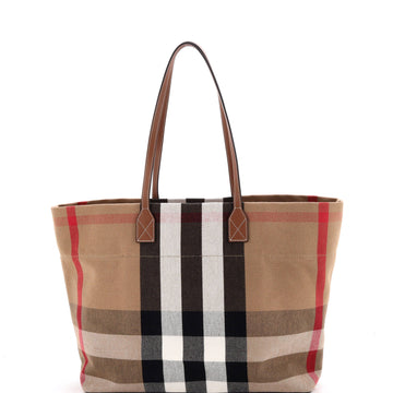 Burberry Soft Tote House Check Canvas Medium
