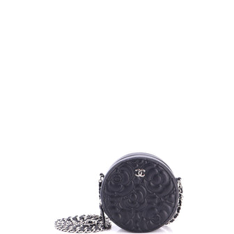 Chanel Round Clutch with Chain Camellia Goatskin Mini