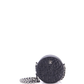 Chanel Round Clutch with Chain Camellia Goatskin Mini