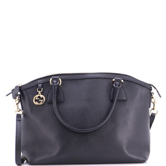 Gucci GG Charm Convertible Dome Satchel Leather Medium