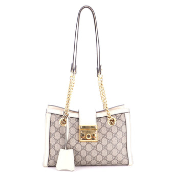 Gucci Padlock Chain Tote GG Coated Canvas with Leather Small