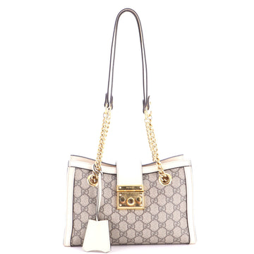 Gucci Padlock Chain Tote GG Coated Canvas with Leather Small