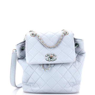 Chanel Chain Infinity Drawstring Backpack Quilted Lambskin Small