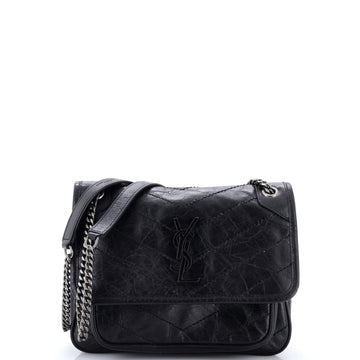 Saint Laurent Niki Chain Flap Bag Matelasse Chevron Leather Baby