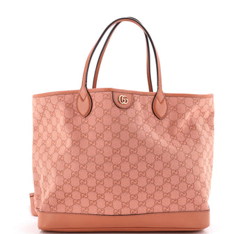 Gucci Ophidia Top Handle Shopping Tote GG Coated Canvas and Leather Medium