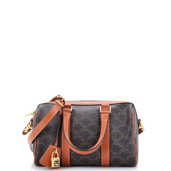 Celine Boston Bag Triomphe Coated Canvas Medium