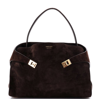 Salvatore Ferragamo Hug Shoulder Bag Suede Large