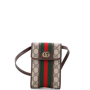 Gucci Ophidia Vertical Flap Crossbody Bag GG Coated Canvas Mini