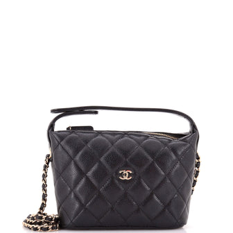 Chanel CC Hobo Clutch with Chain Quilted Caviar