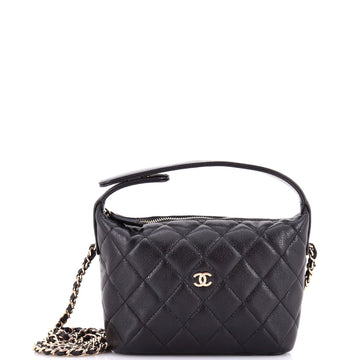 Chanel CC Hobo Clutch with Chain Quilted Caviar