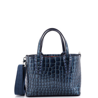 Christian Louboutin Cabata East West Tote Crocodile Embossed Leather Mini