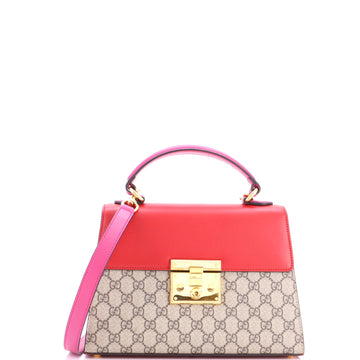 Gucci Padlock Top Handle Bag GG Coated Canvas and Leather Small