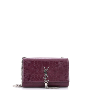 Saint Laurent Classic Monogram Tassel Crossbody Bag Crocodile Embossed Leather Medium