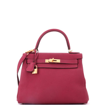 Hermes Kelly Handbag Red Togo with Gold Hardware 28