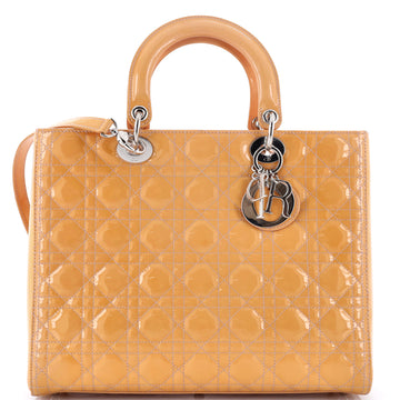 Christian Dior Lady Dior Bag Cannage Quilt Patent Large