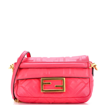 Fendi Baguette NM Bag Zucca Embossed Leather Mini