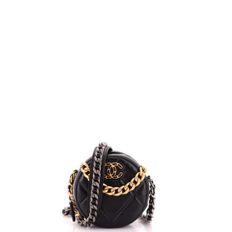 Chanel 19 Round Clutch with Chain Quilted Leather
