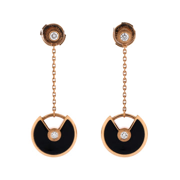 Cartier Amulette de Cartier Drop Dangle Earrings 18K Rose Gold with Onyx and Diamonds XS