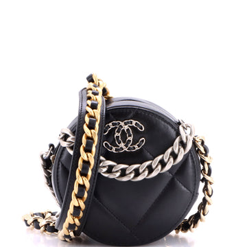Chanel 19 Round Clutch with Chain Quilted Leather