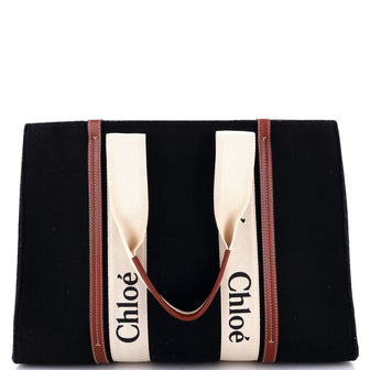 Chloe Woody Tote Recycled Felt with Leather and Canvas Large