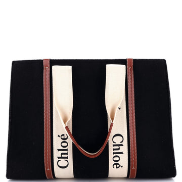 Chloe Woody Tote Recycled Felt with Leather and Canvas Large