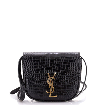 Saint Laurent Kaia Shoulder Bag Crocodile Embossed Leather Small