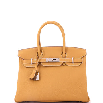 Hermes Birkin Handbag Light Togo with Palladium Hardware 30