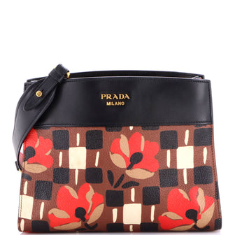 Prada Bibliotheque Shoulder Bag Printed Leather Small