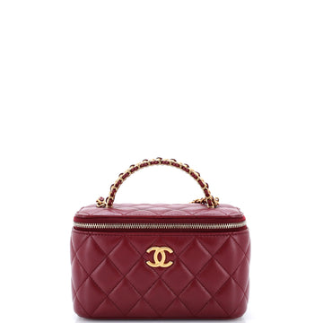 Chanel Pick Me Up Top Handle Vanity Case with Chain Quilted Lambskin Small