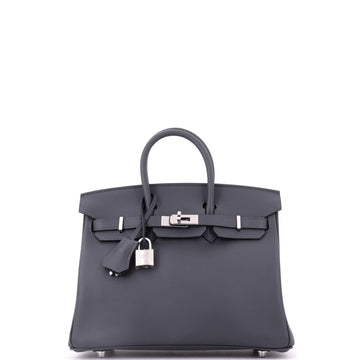 Hermes Birkin Handbag Grey Swift with Palladium Hardware 25