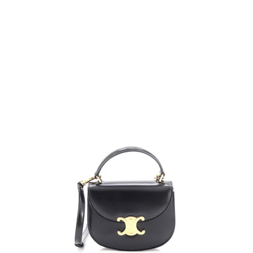 Celine Triomphe Besace Clea Top Handle Flap Bag Leather Mini