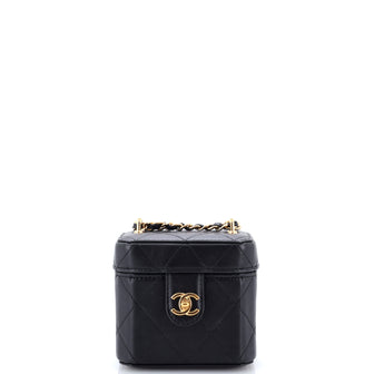 Chanel CC Turnlock Box Vanity Case with Chain Quilted Lambskin Mini