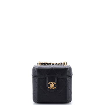Chanel CC Turnlock Box Vanity Case with Chain Quilted Lambskin Mini