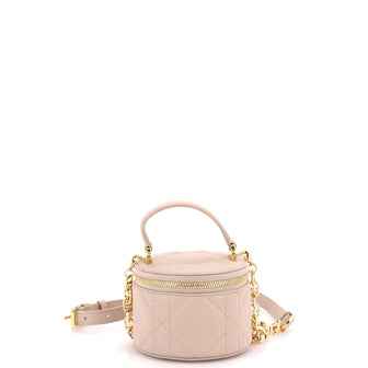 Christian Dior Round Vanity on Chain Cannage Quilt Lambskin Mini