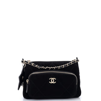 Chanel 25 Clutch With Chain Quilted Velvet Effect Nylon and Shiny Crumpled Calfskin Mini