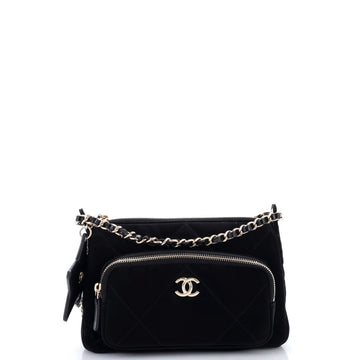Chanel 25 Clutch With Chain Quilted Velvet Effect Nylon and Shiny Crumpled Calfskin Mini