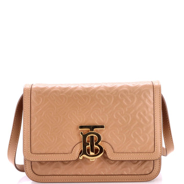 Burberry TB Flap Bag Monogram Embossed Leather Small