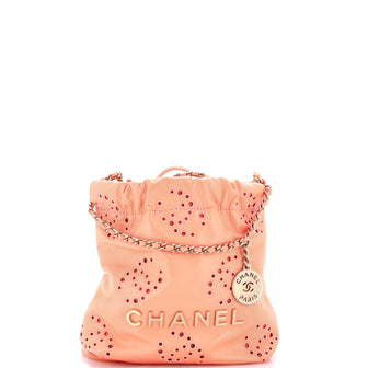 Chanel 22 Chain Hobo CC Eyelet Embroidered Calfskin Mini