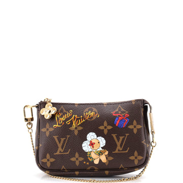 Louis Vuitton Pochette Accessoires Limited Edition Vivienne Xmas Monogram Canvas Mini