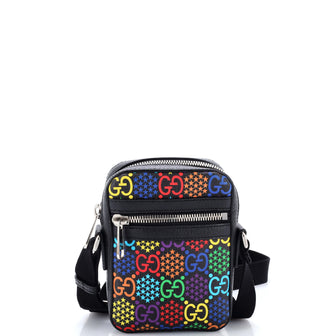 Gucci Front Zip Messenger Bag Psychedelic Print GG Coated Canvas Mini